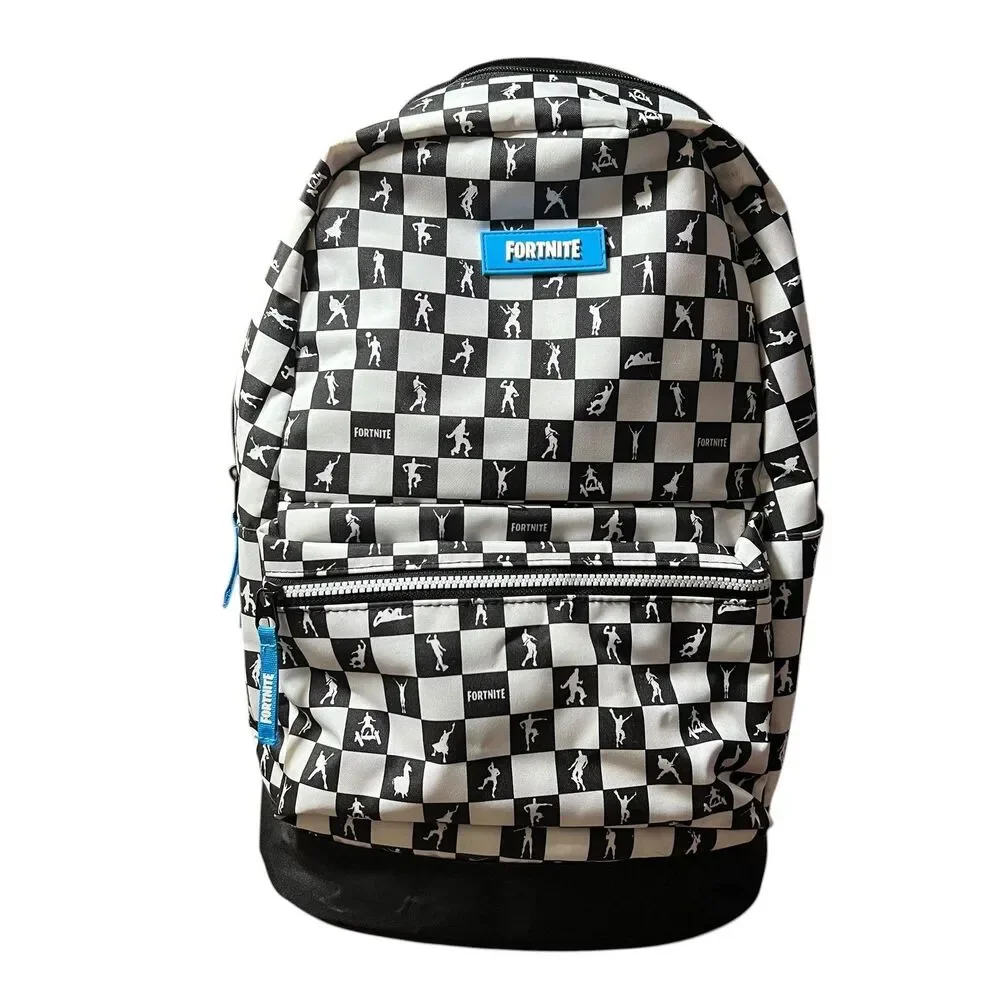 Fortnite Checkerboard Backpack Black White Padded School Bag Carry-On Video Game